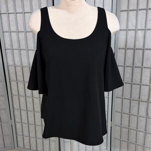 Peter Nygard Black Cold Shoulder Blouse, Size XS